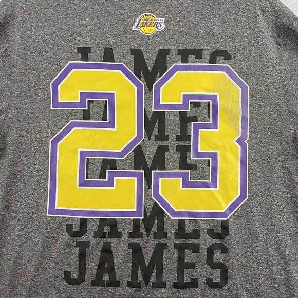 NBA Los Angeles Lakers T Shirt Mens Large Gray Lebron James #23 Jersey Tee - Picture 7 of 13
